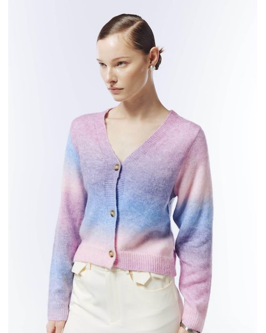 Sour Figs Purple Gradient Knit Button Cardigan