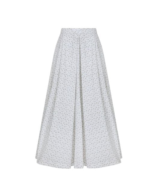 NAZLI CEREN Gray June Printed Cotton Midi Skirt