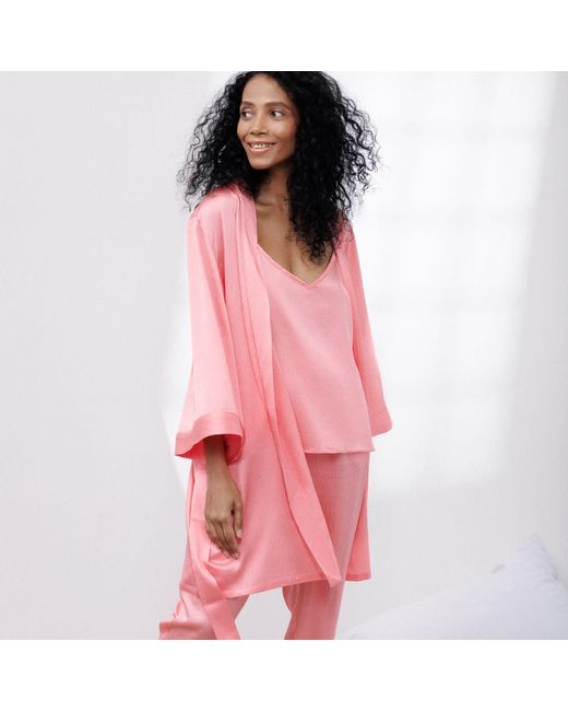 Vimissia Pink Bubble Silk Short Robe