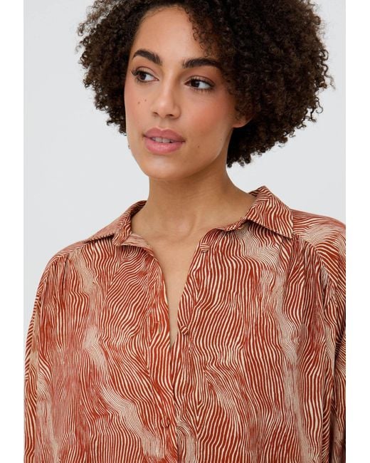 Raffya Natural Ginger Button Down Tiger Print Shirt