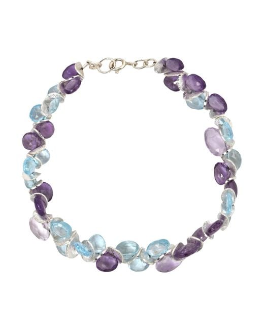 Lori Kaplan Design Blue Signature Topaz With Amethyst Sterling Bracelet