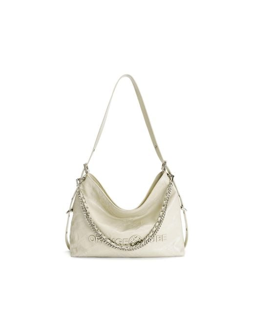 Orange Cube Metallic Metropolitan Chain Hobo
