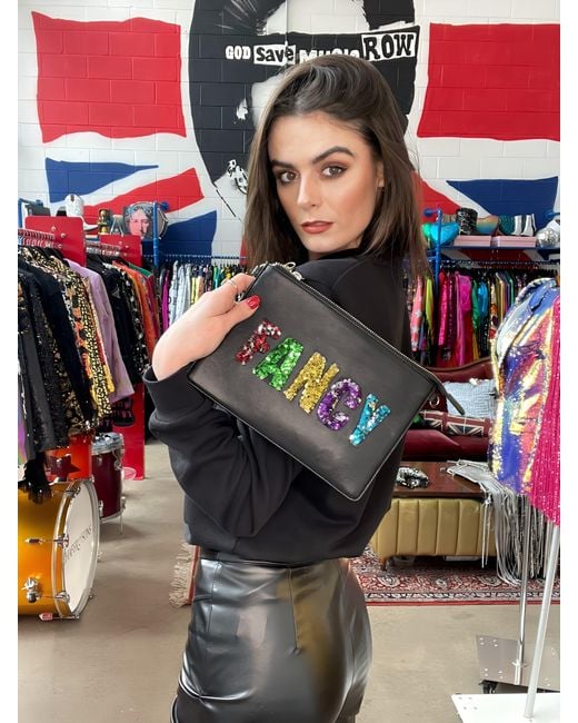 Any Old Iron Blue Sequin Fancy Fucker Leather Bag