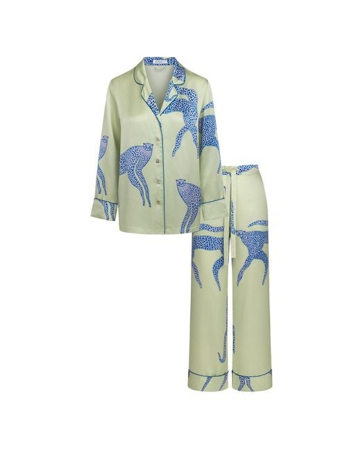 Piola Blue Mulberry Silk Pyjama Party Set