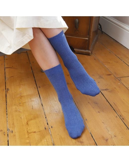 Peper Harow - Made in England Blue Three Pairs Cashmere Socks Bundle –