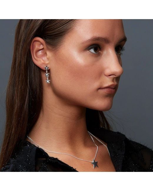 Edge Only Metallic Megastar 3 Star Drop Earrings 18Ct Vermeil