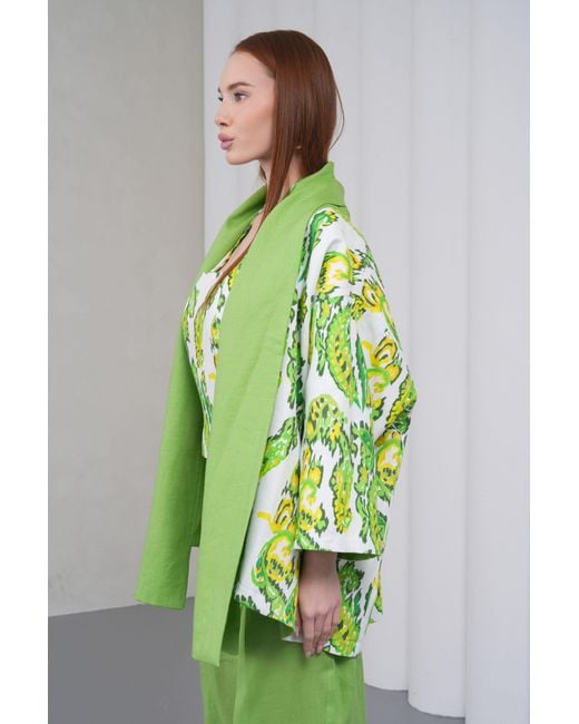 Lumina Eligma Green The Duality Linen Reversible Jacket