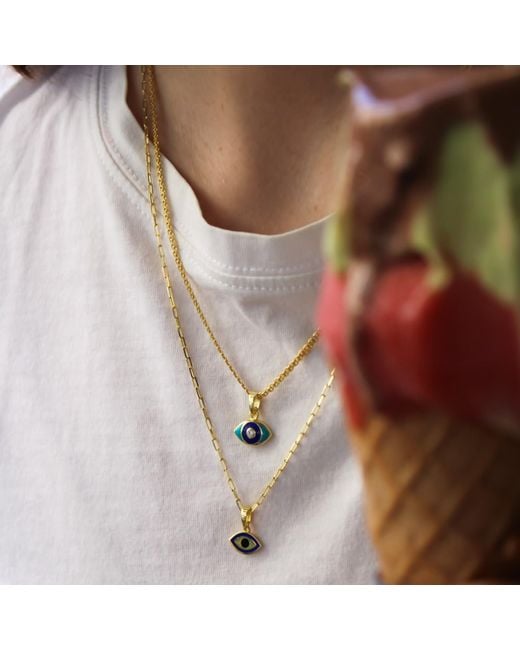 1610Istanbul Metallic Evil Eye Enamel Necklace