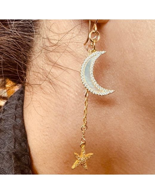 Lexi Jewelry Metallic Dreamy Moon 'N Star Sparkly Earrings