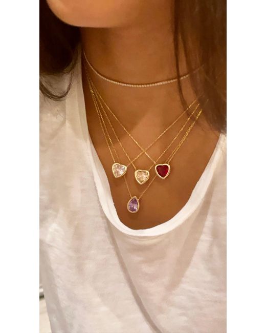 SHYMI Metallic Bezel-Set Solitaire Necklace