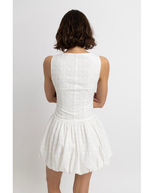 Amy Lynn White Grazia Cotton Mini Puffball Dress