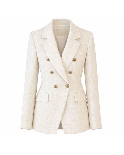 Nuvv Collection Natural Modern Casual Button Tweed Jacket