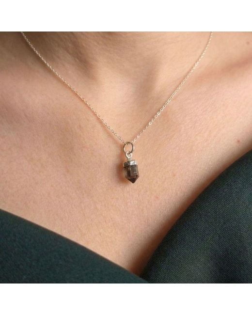 Harfi Metallic Raw Herkimer Diamond Sterling April Birthstone Necklace