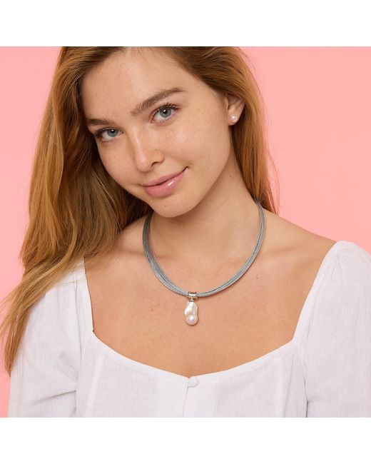 Pearls of the Orient Online Metallic Decus Large Baroque 'Fireball' Cultured Freshwater Pearl Drop On Multi-Strand Necklace