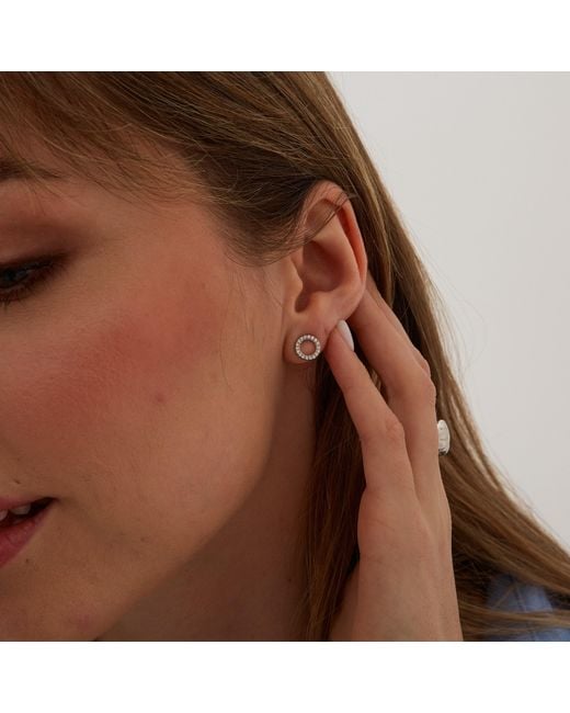 Spero London Metallic Circle Round One Drop One Stud Earring Sterling Set