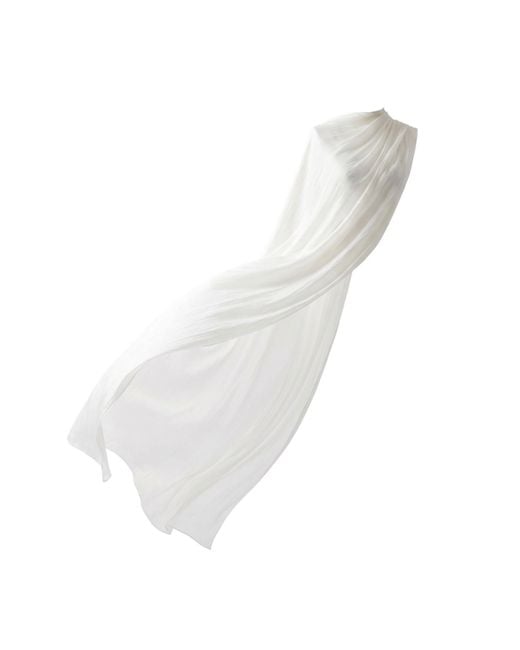 Silk and Bears White Hand-Dyed Pearl Mulberry Silk Bridal Shawl — 85 300Cm