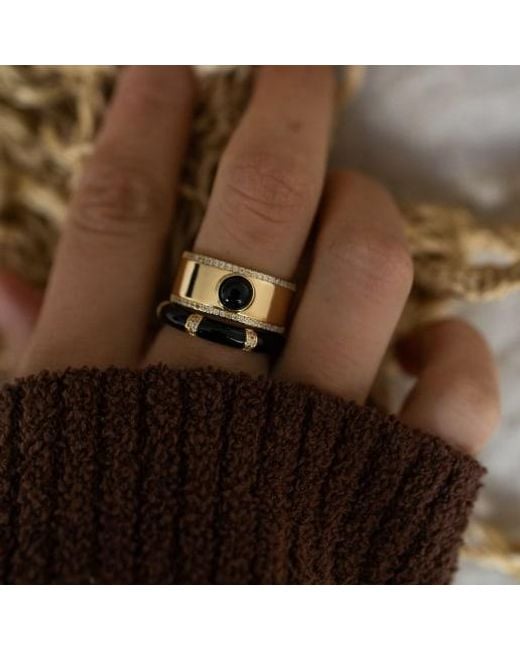 Leeada Jewelry Metallic Lamill Enamel Stacking Ring
