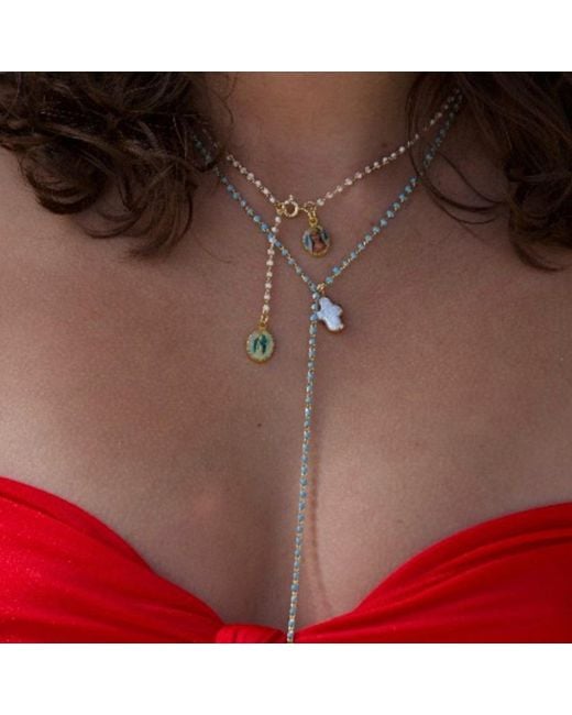 Alexie of Athens Metallic Enamel Madonna Prayer Strand Necklace