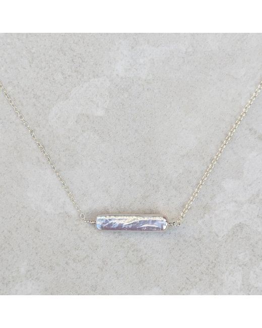 Kiri & Belle Metallic Esme Baroque Pearl Bar Sterling Necklace