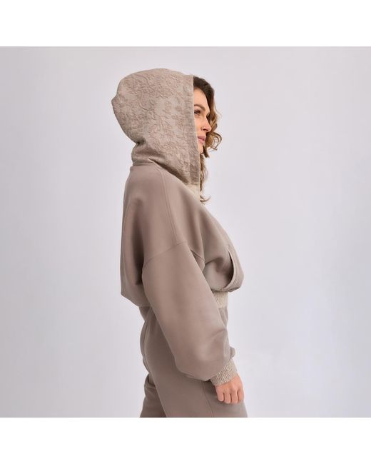 Mandragora Pink Neutrals Cotton Sweatshirt With Jacquard Detailing