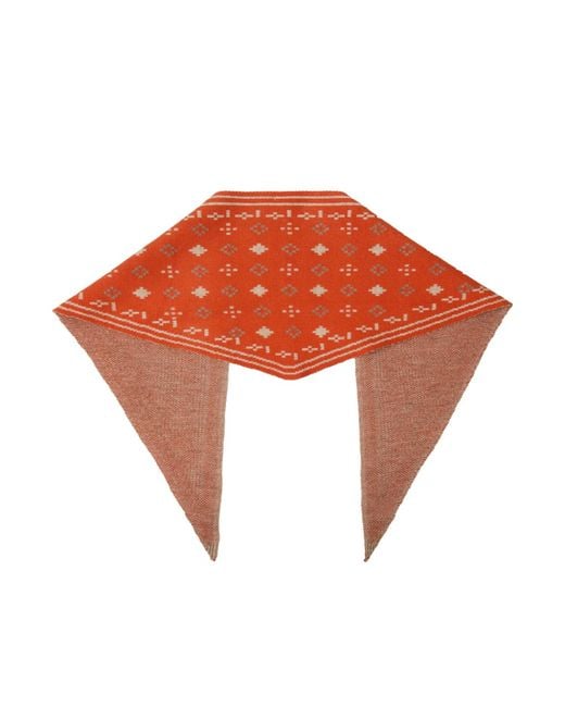Saachi Red Foulard Knit Triangle Scarf