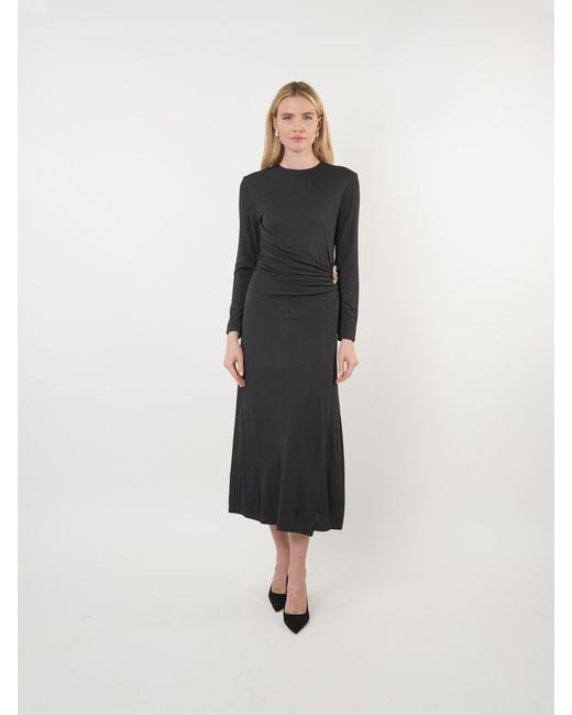John Abgin Black Mesh Ruched Embellished Maxi Dress