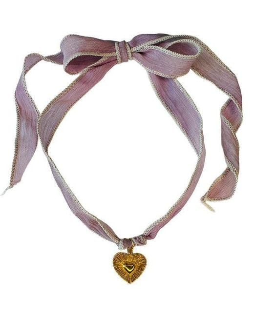Lexi Jewelry Metallic The Sweet Love Heart Silk Choker Necklace