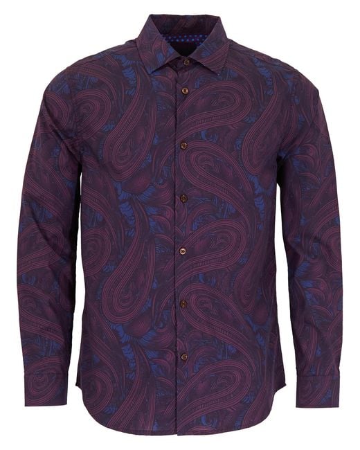 Lords of Harlech Blue Norman Paisley Badalona Shirt for men