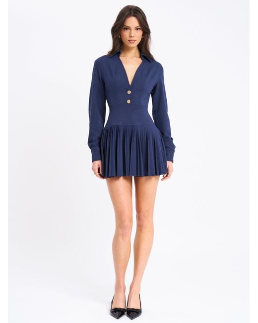 Miss Circle New York Blue Valarie Denim Style Pleated Mini Dress