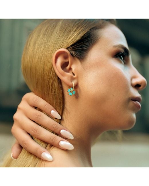 Spero London Blue Sterling Enamel Clover Earrings