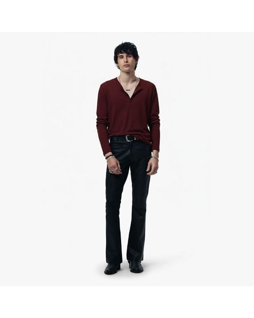 Other Uk Red Long Sleeve Henley T-Shirt for men