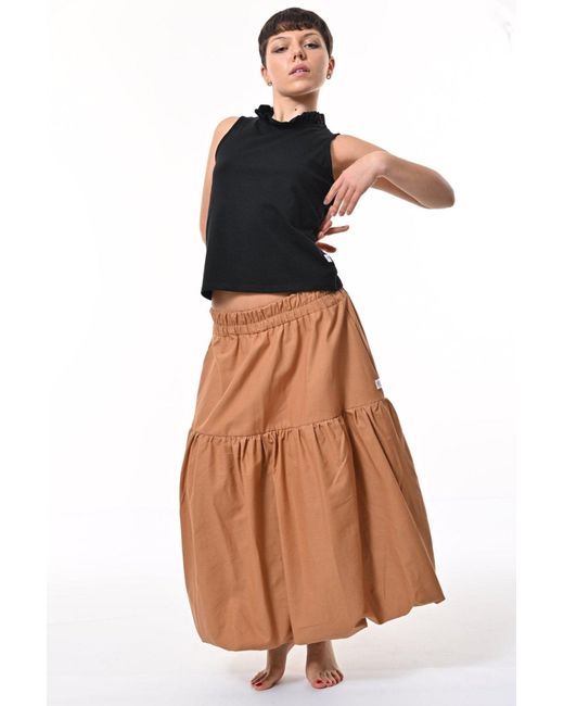 Frock Tales Brown Mylar Puffball Midi Skirt