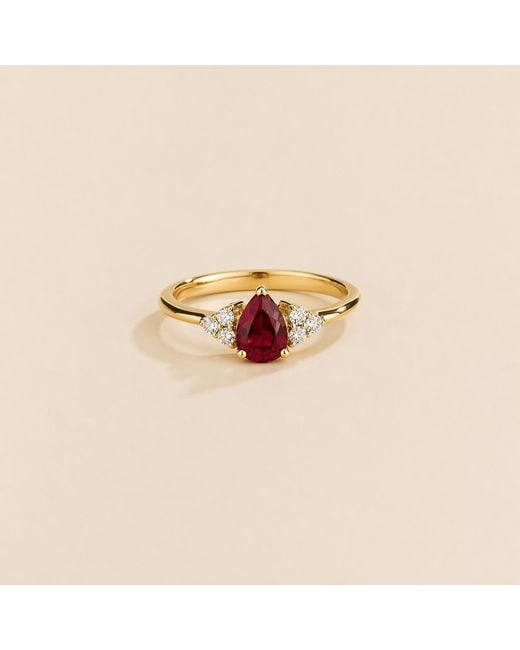 Juvetti Multicolor Nora Ruby & Diamond Pear Cut Ring