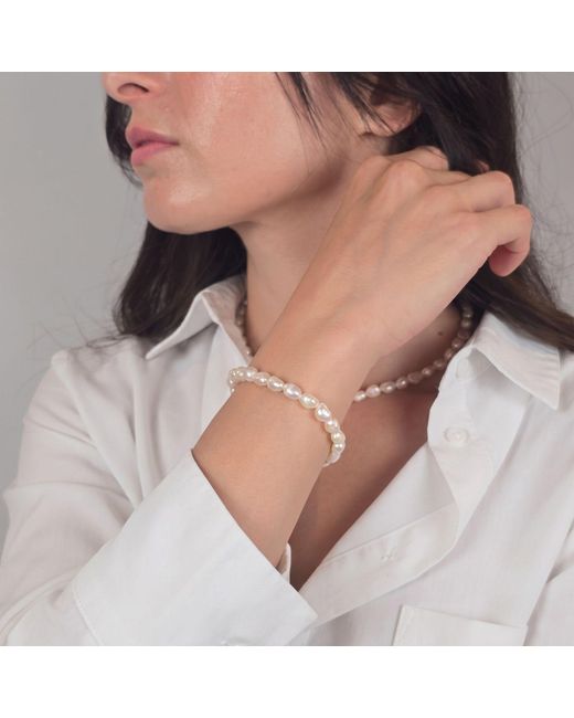 Harfi Metallic Plated Natural Freshwater Pearl Bracelet