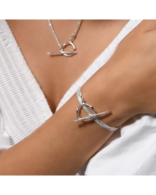 Janus Edinburgh White Sterling Lintrathen Shimmering Necklace Wrist Wrap Bracelet 43Cm