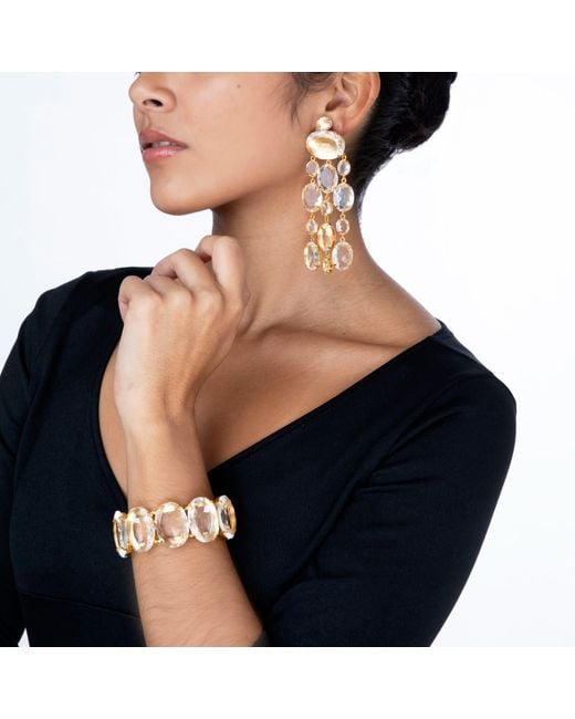 Bounkit Metallic Marysol Earrings Clear Quartz Clip On