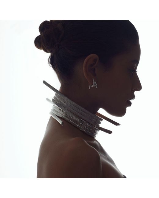 Born in Exile White Statement Barbwire Brass Ear Cuff Half Opening