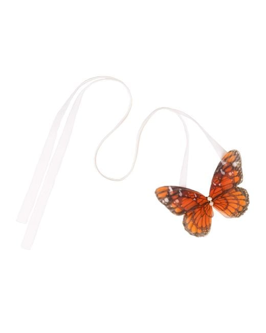Oana Savu White Monarch Butterfly Ribbon Tie Choker Necklace Ribbon