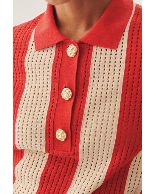 Exquise Red Harlow Knit Blouse