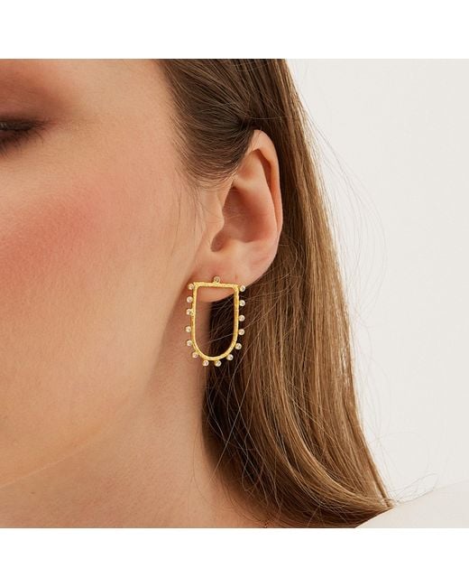 Spero London Metallic Sterling Shield Crown Natural Textured Earrings