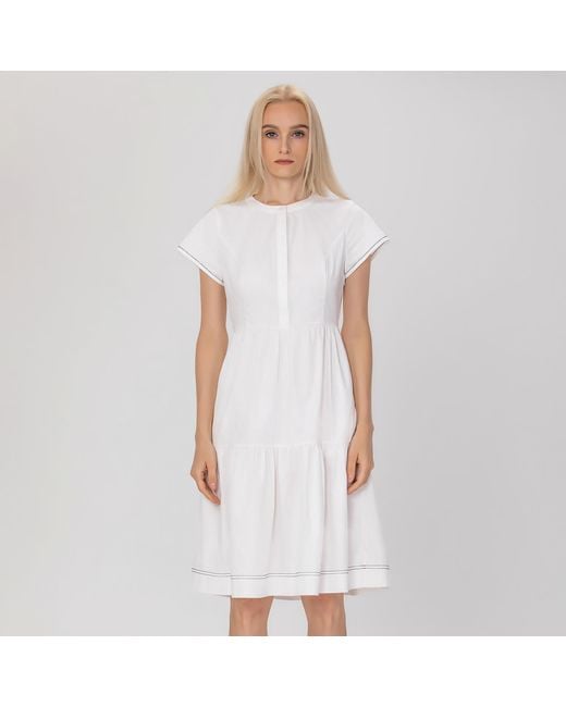Smart and Joy White Fit-And-Fare Cotton Shirt-Dress