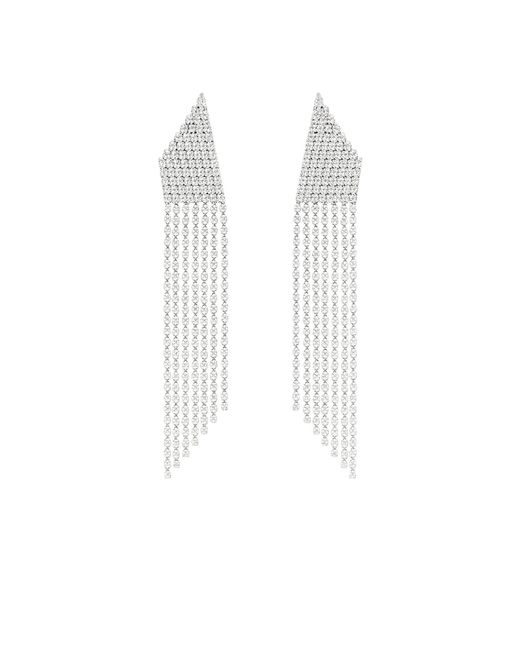 Maison De Gala White Triangular Fringe Statement Earrings