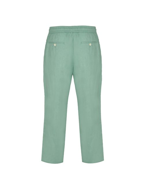 DAVID WEJ Green Hugo Linen Drawstring Trouser for men