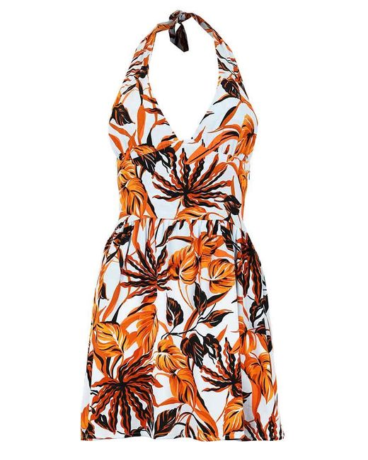 blonde gone rogue Red Beachy Halter Neck Mini Dress, Upcycled Viscose