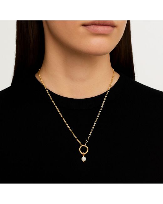 My Little Nature Metallic Freshwater Pearl And Plated Circle Necklace