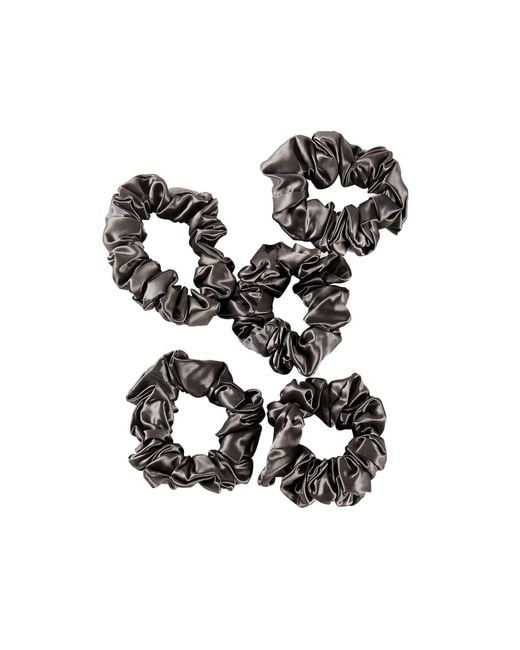 Soft Strokes Silk Black Pure Mulberry Silk Regular Scrunchie Set Of Five