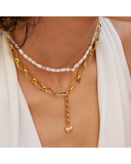 LINYA JEWELLERY Metallic Marsala Chain Necklace
