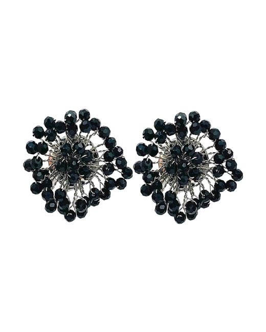 Fairchild Baldwin Black Button Earrings Jet