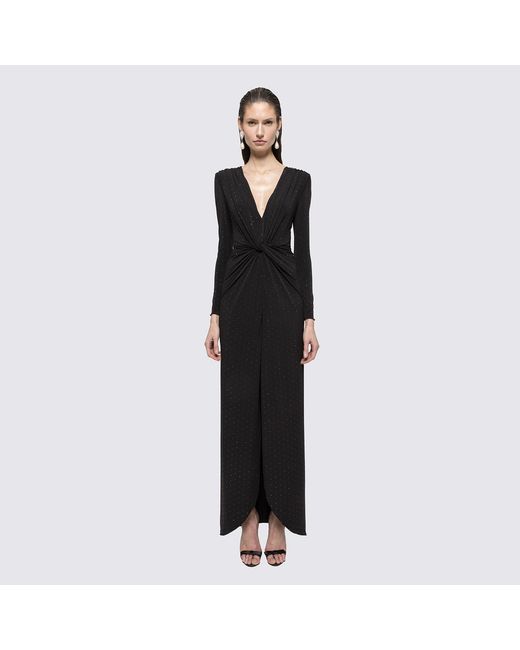 Nissa Black Rhinestone-Embellished Maxi Dress