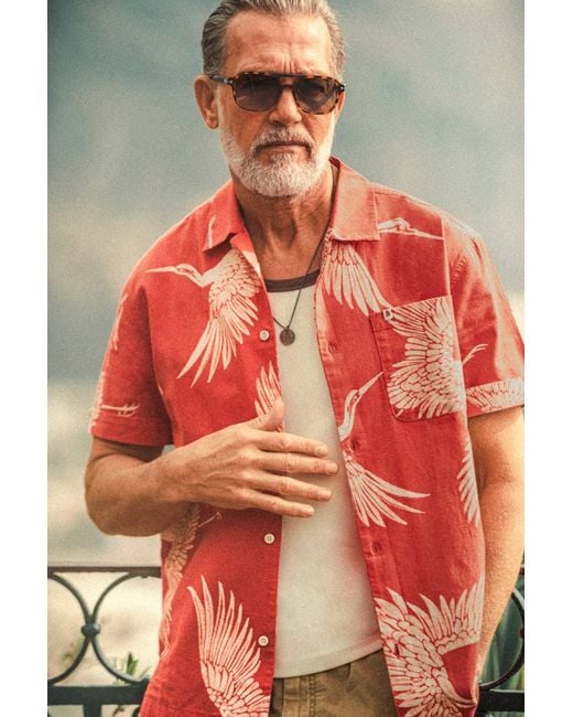 &SONS Trading Co Red Flight Print Shirt for men
